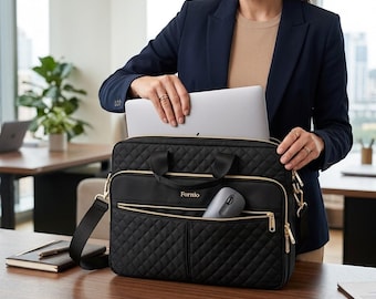Laptop Shoulder Bag for 15 16inch, Waterproof Laptop Messenger Bag, MacBook Pro Air M5 M4 M3 Sleeve, Padded Notebook Case for Dell HP Lenovo