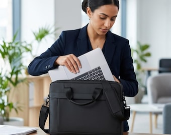 Women's Leather Laptop Tote Bag | Professional Business Briefcase & Work Satchel | Stylish Teacher Commuter Bag with Adjustable Strap