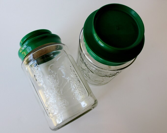 Vintage Glass Tang Jars Set of 2 Autumn and Summer Seasons Etsy