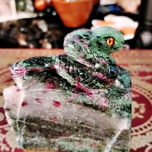 Hand Carved Ruby Zoisite Snake