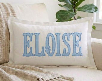 Custom Applique Name Pillow Cover, Personalized Purple Throw Pillow, Nursery Decor, Dorm Room and Bedroom Gift