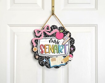 Custom 3D Teacher Name Wooden Door Sign, Personalized Classroom Decor, Back to School Teacher Appreciation Gift