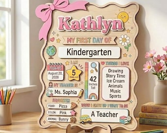 Custom First Day of School Sign, Reusable Back to School Sign, Preschool Kindergarten Last Day Keepsake