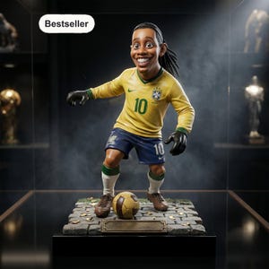 Fußballlegende Karikatur 3D Modell: Jonglierender Fußballspieler Figur (STL, OBJ, GLB)