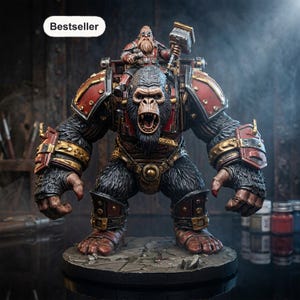 Dwarf Blacksmith Gorilla Mech Rider 3D Print Model (STL, OBJ, GLB)