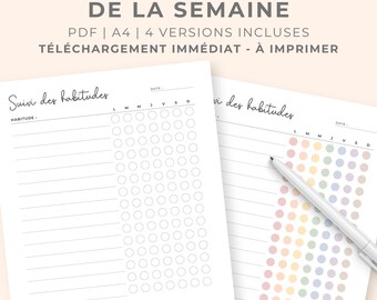 Wöchentlicher Gewohnheitstracker, Wöchentlicher Gewohnheitstracker zum täglichen Abhaken, Minimalistische Tagesroutine-Organisation (zum Ausdrucken)