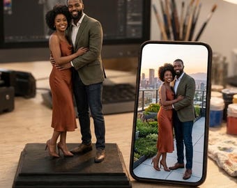 Statuetta 3D personalizzata per coppia - Regalo di anniversario - Scultura romantica personalizzata a partire dalla tua foto