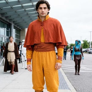 Costume de moine nomade de l'air pour cosplay | Robe d'entraînement aux arts martiaux (ensemble complet)