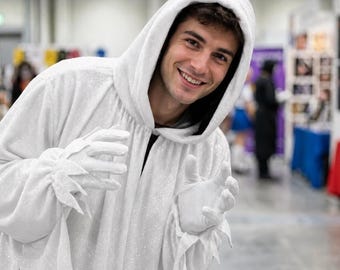Sparkly Ghostface White Robe Set | Scream Movie Inspired Glittering Horror Slasher Cosplay Outfit