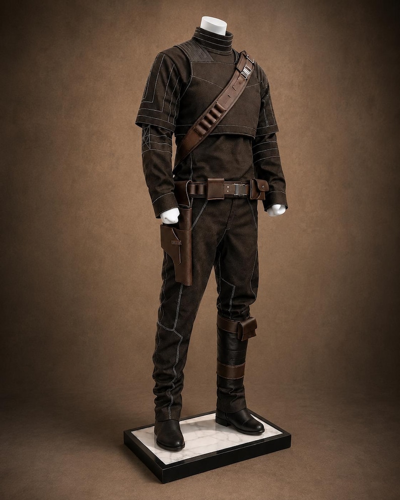 Beskar-style Mandalorian flight suit, the essential charcoal undersuit for screen-accurate Star Wars cosplay. image 1