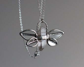 Talisman . quartz crystal necklace. birthstone jewelry for woodland fairy