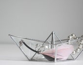 Paper boat jewelry dish. mothers day jewelry gift / holder. stained glass ring holder. anniversary gift for wife