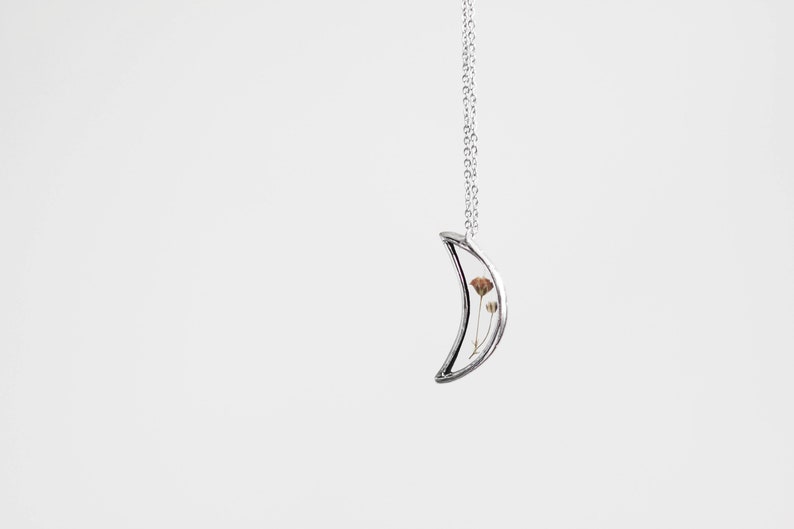 Stained Glass Terrarium Crescent Necklace. Half Moon Pressed Etsy Canada