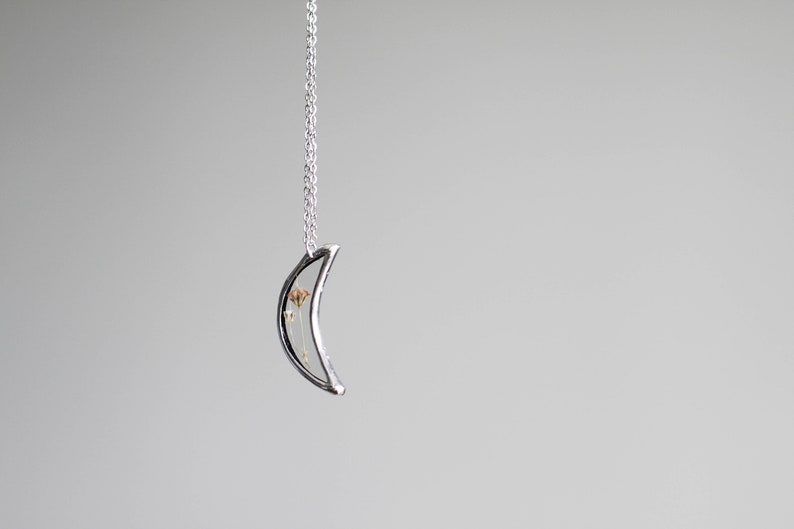 Stained Glass Terrarium Crescent Necklace. Half Moon Pressed Etsy Canada
