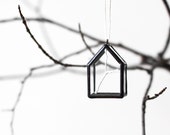 White Christmas   . Ornament. Glass house with twig inside. Christmas Glass Ornament. Christmas Gift. Christmas Decor. House ornament