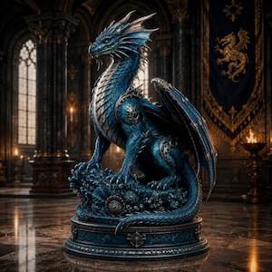 Blue Dragon STL, Fantasy Dragon Statue, Dragon Figurine, Dragon Sculpture, 3D Print File, Digital Download