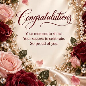 Congratulations Pink Roses Animated Congratulations Card, Roses and Pearls Video Greeting, Digital ...