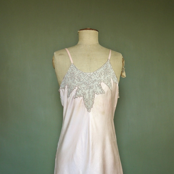 1930s Silk and Lace Slip Nightgown