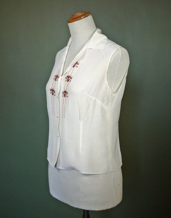 Embroidered Silk Blouse 1920s 1930s - image 4