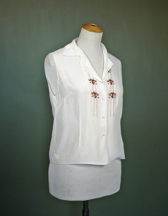 Embroidered Silk Blouse 1920s 1930s - image 3