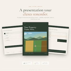 Land Listing Presentation Template, Ranch & Farm, Real Estate Agent, Editable PowerPoint + HTML, PDF Ready