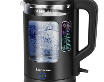 Electric Kettle, 1.7L, 3000W Fast Boil Quiet Glass Tea Kettle with Keep Warm Function, Blue LED, Anti-Limescale Filter,, Personalized touch