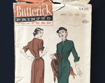 RARE 1950s Butterick Vintage Tailored Dress (No. 5426 - Size 18)