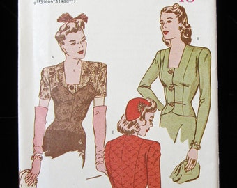 1940s Butterick Retro Blouse Pattern (No. 6701 - Sizes 6-8-10)