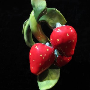 Vintage Strawberries Ceramic Napkin Holders Set of Two image 1