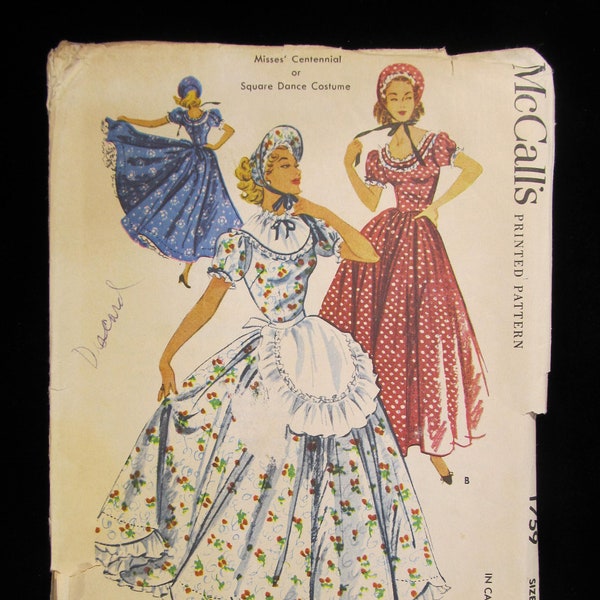 RARE 1952 Vintage Prairie  Dress Pattern (No.1759 - Size 14)