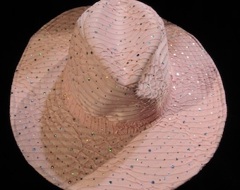 Pink Sparkle Fedora or Cowgirl Hat (Adjustable)