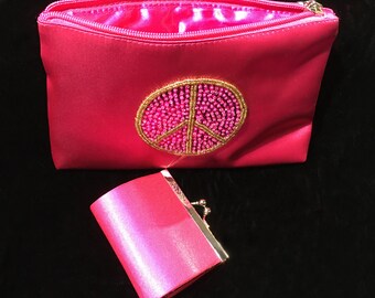 Vintage Elisse Bloom Pink Peace Clutch with Coin Purse