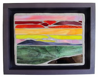 Stained Glass Mosaic Art Panel: New Mount Tam