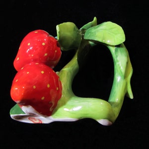 Vintage Strawberries Ceramic Napkin Holders Set of Two image 2