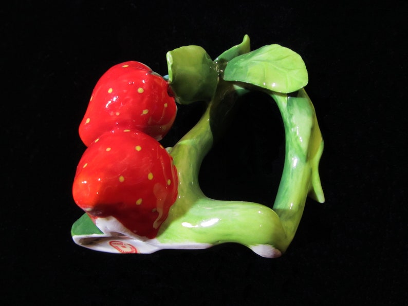 Vintage Strawberries Ceramic Napkin Holders Set of Two image 2