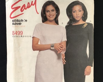 1990s McCall's Easy Stitch 'N Save Dress Pattern (No. 8499 - Size A (8 - 14)