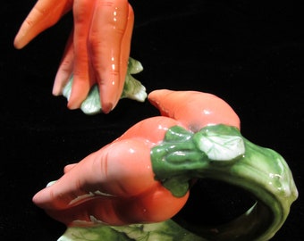 Vintage Carrots Ceramic Napkin Holders - (Set of Two)