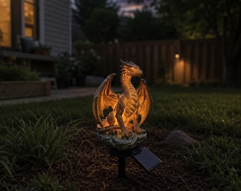 Solar Dragon Garden Stake Light, Dragon Solar Garden Decor, Outdoor Waterproof LED Dragon Statue