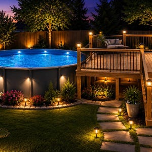 Rund pool på 18 fot, ovanmarkspooldäck, 12x10 fot | Gör-det-själv-ritning i PDF-format | Materiallista och byggguide