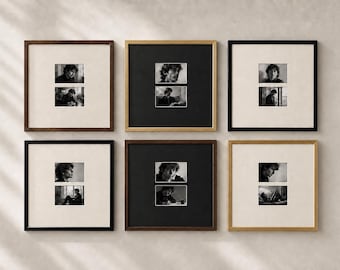 Modern Gallery Wall Frame Set, Gold and Black Photo Frames with Mats, Monochrome Portrait Display, Contemporary Home Decor