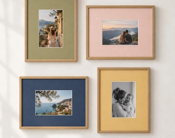 Custom Oak Picture Frame, European Wood Frame with Mat Opening, Made to Fit Photos, Prints