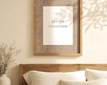 Neutral Family Wall Art, Quote Print in Solid Oak Frame with Linen Textured Mat Board, Organic Modern Home Decor, Housewarming Gift