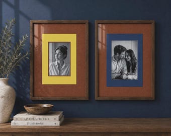Custom Photo Frame, Fabric Mat Frame, Linen Textile Mount, Layered Picture Frame, Textile Wall Decor