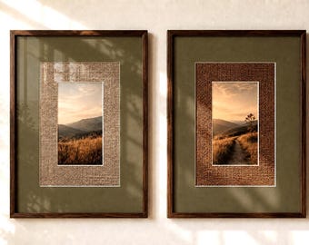 Linen Textured Double Mat Board, Custom Picture Frame Mat, Custom Opening, Archival Matboard