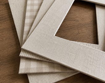 Custom Linen Mat Board for Picture Frame, Hand-Wrapped Fabric Mat with Opening Cut to Size