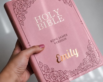 Personalisierte Rosa Bibel KJV | Personalisierbare Namensbibel für Frauen