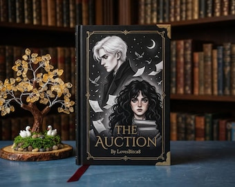 Die Auktion Hardcover Buch Mockup | Dark Academia Fantasy Buch Einband | Gothic Bibliothek Regal Dekor