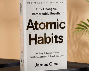 Atomic Habits Buchumschlag Druck | Motivierende Lese Wandkunst | Buch-Liebhaber-Dekor | Literarisches Poster