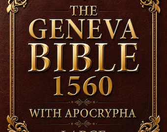 Genfer Bibel 1560 mit Apocrypha Großdruck, Christliche Schrift Cover, Vintage Religiöses Buchdesign