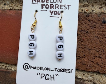Pittsburgh PGH Earrings – Handmade Word Bead Jewelry